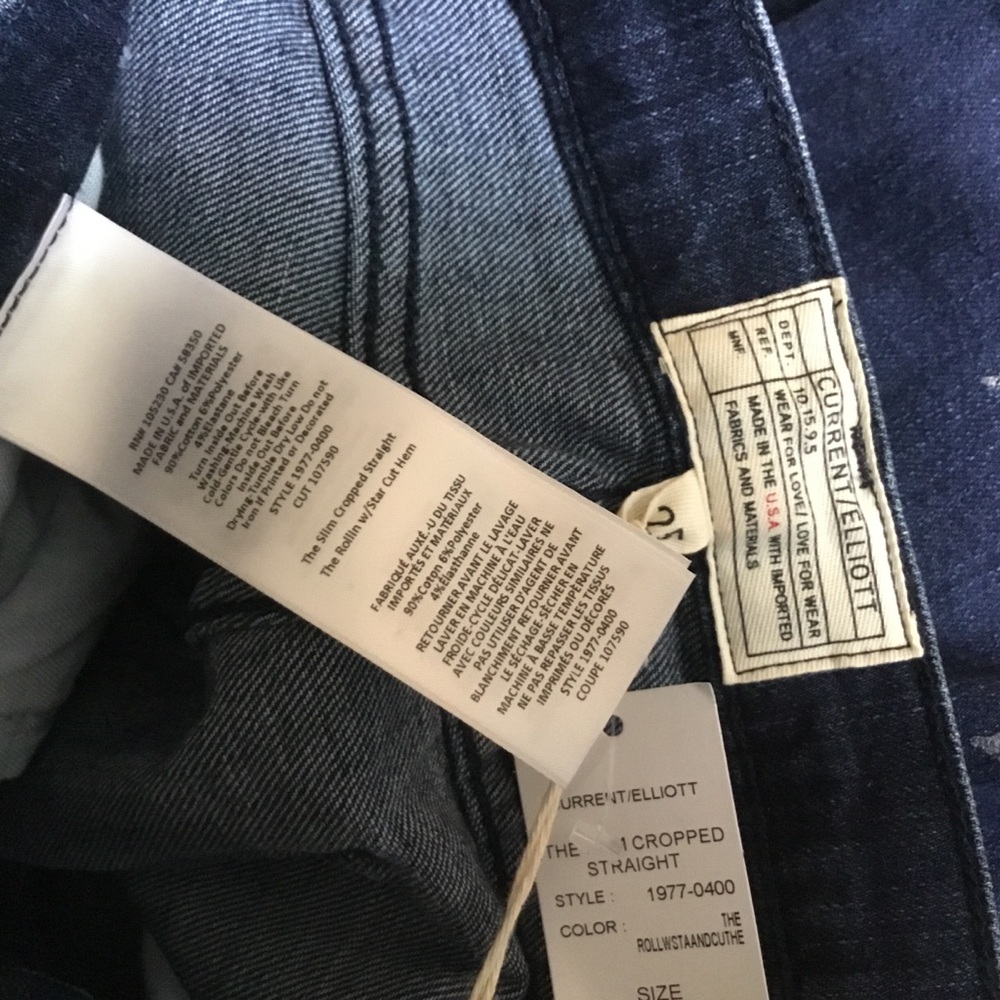 NWT CURRENT ELLIOTT Stars Crop Straight Jean 25 - Picture 6 of 6